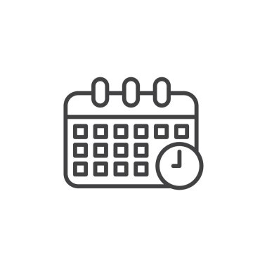 Takvim saat simgesi ayarlandı. randevu tarihi hatırlatıcı takvim vektör sembolü. Olay çizelgesi. Son teslim tarihi konsepti. İş planı organizatörü. zamanlama simgesi. buluşma zamanı sembolü.