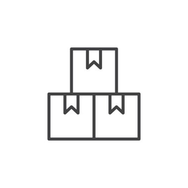 Kutu simgesi seti. Envanter karton karton taşıyıcı sembolü. Mal teslimatı tabelası. kargo karesi simgesi simgesi siyah doldurulmuş ve özet biçimli.