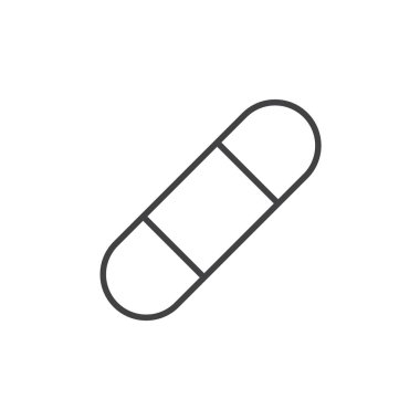 Yara bandı ikonu hazır. Yara bandajı vektör sembolü. Tıbbi alçı işareti. Siyah doldurulmuş ve özet biçimli tıbbi yama simgesi.