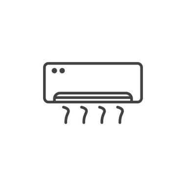 Klima ikonu seti. Ofis AC vektör sembolü. ev, klima servis tabelası siyah dolgulu ve ana hatlı stil.