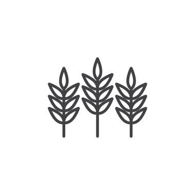 Buğday ikonu seti. un yulaf vektör sembolü. Beslenme tahıl işareti. Malt bitkisi işareti. mısır gevreği tüm bitki simgesi doldurulmuş ve ana hatlarıyla çizilmiş.