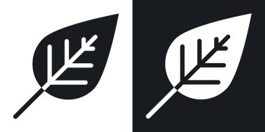 Yaprak simgesi ayarlandı. Eko bitkisi vektör sembolü bırakır. Vejetaryen resim grafiği. Siyah doldurulmuş taze ve organik tabela..