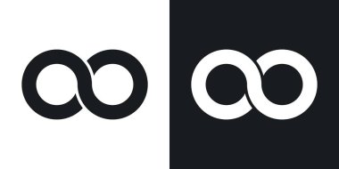 Sonsuz simge seti. Sonsuz döngü vektör sembolü. Sınırsız sayıda döngü işareti. Siyah doldurulmuş ve özetlenmiş biçimdeki sonsuz işlem simgesi.