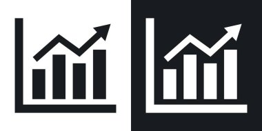 Grafik histogram simgesi ayarlandı. Grafik şeması vektör sembolünü finanse et. İş büyümesi istatistik tabelaları. Infographic finansal performans piktogramı. ilerleme sunum çizelgesi sembolü.