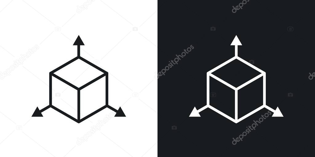 Bim icon set. 3d model vector symbol. building dimension square cube sign.