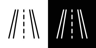 Yol simgesi ayarlandı. düz yol vektör sembolü. Boş sokak tabelası. Siyah doldurulmuş ve özet biçimli yol çizelgesi.