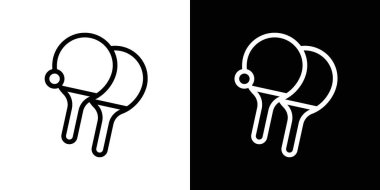 Masa tenisi ikonu seti. masa tenisi raket vektör sembolü. Pingpong oyunu raket işareti. masa tenisi turnuvası ikonu doldurulmuş ve ana hatlarıyla çizilmiş.