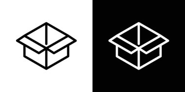 Kutu simgesi setini aç. Paket vektör sembolünü aç. Açık ürün karton karton kağıt paket simgesi. boş teslimat kutusu sembolü siyah doldurulmuş ve özet biçimli.