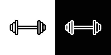 Spor salonu ikonu seti. dambıl ağırlığı vektör sembolü. Fitness dayanıklılık egzersiz ağırlığı dambıl işareti siyah doldurulmuş ve ana hatlı stil.