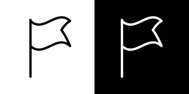 Bayrak simgesi seti. Çöp posta bayrağı vektör sembolünü siyah doldurulmuş ve özetlenmiş biçimle raporla.