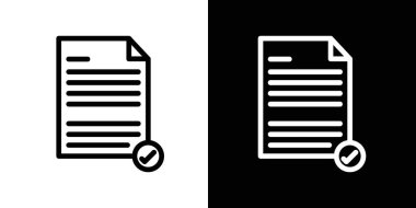 Belge kabul simgesi seti. Tik işaretli kontrat kağıtlarını kontrol ettim. Kredi onaylı evrak ikonu. Geçerli sipariş faturası.