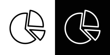 Grafik pasta ikonu seti. Web rapor diyagramı vektör sembolü siyah doldurulmuş ve çizilmiş biçimdedir.