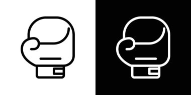 Boks eldiveni seti. Boksör dövüş eldivenleri vektör sembolü. Boks ringi eşleşen el eldivenleri simgesi siyah doldurulmuş ve ana hatlarıyla çizilmiş.
