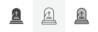 Tombstone simgesi ayarlandı. Mezar taşı vektör sembolünü yırt. Ölüm Tonu işareti. mezar taşı simgesi siyah doldurulmuş ve özet biçimi.