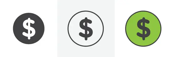 Dolar simgesi seti. Para web vektör sembolü. Kâr tabelaları. finansal yatırım simgesi.