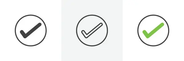 Simge ayarlandı. İşaretli vektör sembolü. İşaretleme işaretini kabul et, onayla veya tamamla. sağ işaretleme düğmesi siyah doldurulmuş ve özet biçimi.