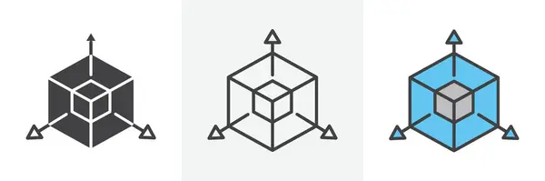 Bim simgesi hazır. 3d model vektör sembolü. yapı boyutu kare işareti.