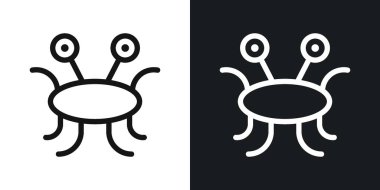 Spagetti Canavarı Uçan Vektör simgesi siyah beyaz çizgiler halinde ayarlandı