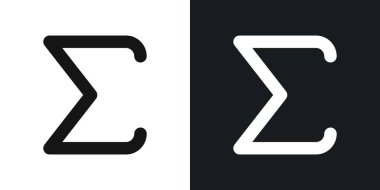 Siyah ve beyaz çizgilerde Sigma vektör simgesi belirlendi