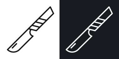 Neşter yolu vektör simgesi siyah ve beyaz çizgilerde ayarlandı