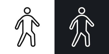 Siyah ve beyaz çizgiler halinde yürüyen vektör simgesi