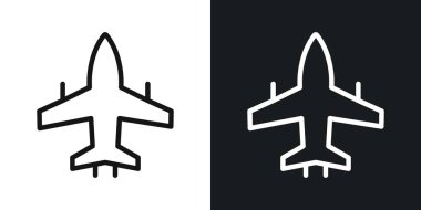 Savaşçı jet vektör simgesi siyah beyaz çizgiler halinde ayarlandı