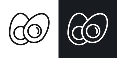 Yumurta vektör simgesi siyah ve beyaz çizgilerde ayarlandı