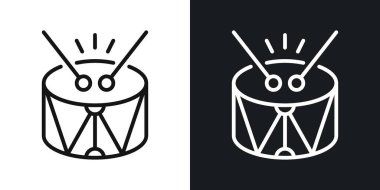 Davul vektör simgesi siyah ve beyaz çizgilerde ayarlandı