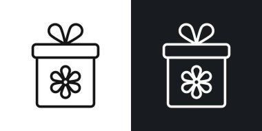 Bağış Kutusu vektör simgesi siyah ve beyaz ana hatlarda ayarlandı