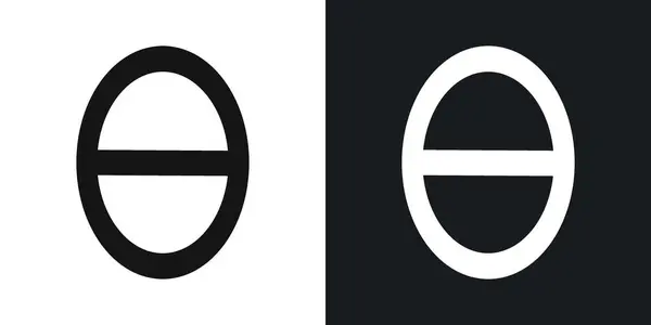 Siyah ve beyaz çizgilerde teta vektör simgesi belirlendi