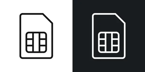 Siyah ve beyaz çizgilerde Sim kart vektör simgesi belirlendi