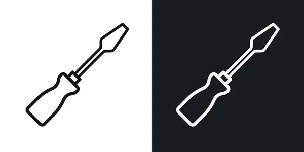 stock vector Screwdriver vector icon set in black and white outlines