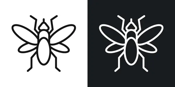 stock vector Fly insect vector icon set in black and white outlines