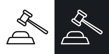 Açık artırma vektör simgesi siyah beyaz çizgilerle ayarlandı