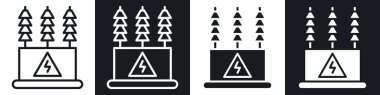 Transformatör vektör simgesi siyah beyaz dolgu ve çizilmiş biçim olarak ayarlandı.