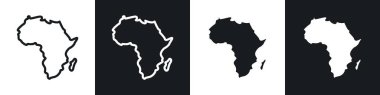 Yeryüzü Afrika vektör simgesi siyah beyaz dolgu ve çizilmiş biçim ile ayarlandı.