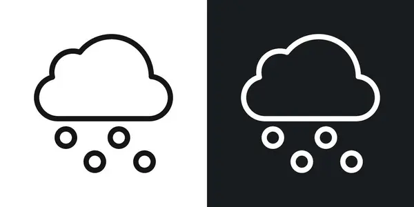 Stock vector Cloud hail vector icon set in black and white outlines