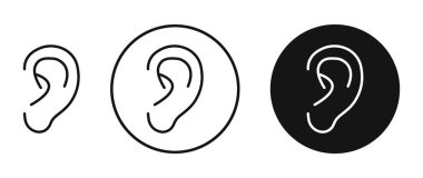 Kulak vektörü simgesi siyah ve mavi renklerde ayarlandı