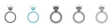 Elmas halka vektör simgesi siyah ve mavi renklerde ayarlandı