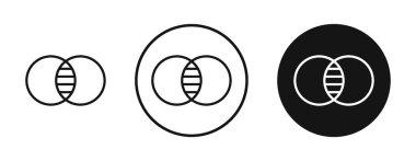 Siyah ve mavi renkli diyagram venn vektör simgesi