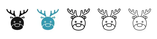 Geyik yakut vektör simgesi siyah ve mavi renklerde ayarlandı