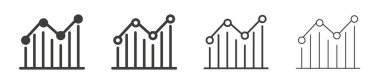İstatistik vektör simgesi ayarlandı. Ekonomik istatistik çizgisi tabelgesi. Piyasa tahminlerinde siyah renkli grafik simgesi.