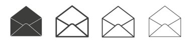 Zarf satır simgesi setini aç. E- posta adresi web vektör simgesini aç. e- posta simgesini siyah renkte aç.