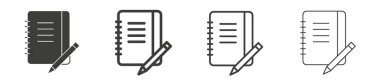 Defter satırı simgesi ayarlandı. Günlük kitabı vektör simgesi. okul günlüğü simgesi siyah renkli.