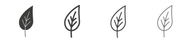 Yaprak çizgisi simgesi ayarlandı. Çevre dostu yaprak vektör işareti siyah renkte.