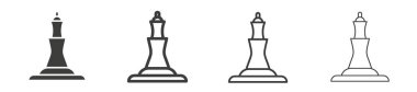 Satranç kraliçesi ikonu seti. Satranç taşı vektör sembolü. Satranç işareti. İş stratejisi simgesi siyah renkli.