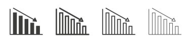 Grafik Okunu Aşağı Vektör Simgesi Ayarlandı. Çizelge İşaretini Reddet. Hisse Trend Düşürme Grafik Sembolü. Negatif Ekonomi Çubuğu Çizelgesi.