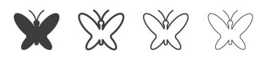 Kelebek çizgisi simgesi hazır. Siyah renkte uçan kelebek vektör işareti.