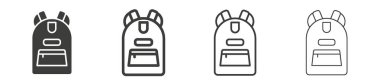 Sırt çantası vektör simgesi ayarlandı. Okul çantası sembolü. Çanta işareti. Seyahat piknik çantası simgesi siyah renkli.
