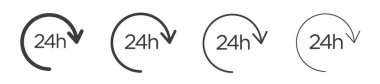 24 saat vektör simgesi ayarlandı. 24 saat hizmet siyah renkli 24 saat simgesini açar.